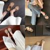 Sheepskin version lazy wind contrasting colors versatile woven cross word with versatile sandals women's summer wear