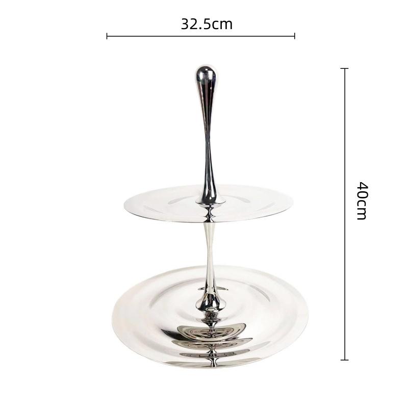 

Silver Stainless Steel Double-layer Water Droplet Storage Rack Cake Plate Afternoon Tea Accessories Storage Tray Kitchen
