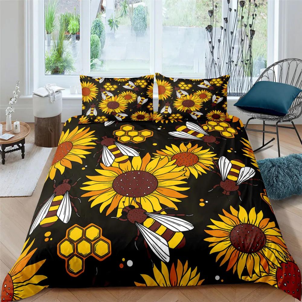 Sunflower Rainbow Duvet Cover Yellow Flowers for Children Girl Women Floral Colorful Polyester Quilt Cover Bedroom Decorations
