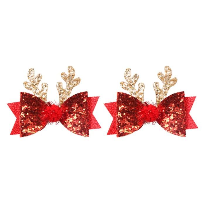 1/2Pcs Vintage Gold Sparkle Bow Hair Clips For Girls Cute Children Hairpins Barrettes Headwear Kids Christmas Hair Accessories
