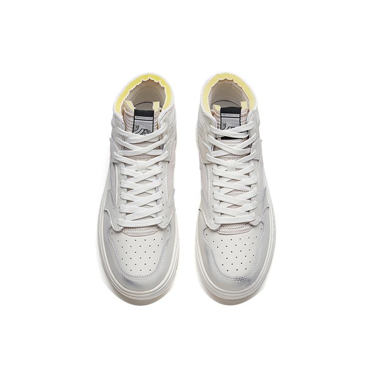 Anta Street Naughty Casual Slip Resistant Mid Top Skateboard Shoes Women's White Gray 122218052-2