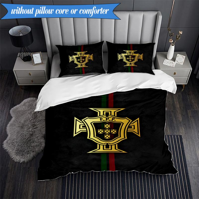 3PCS Portugal's National Emblem Bedding Set 2D Printing (Includes 1 Duvet Cover + 2 Pillowcases Coreless), Bedroom decor,Fan gift