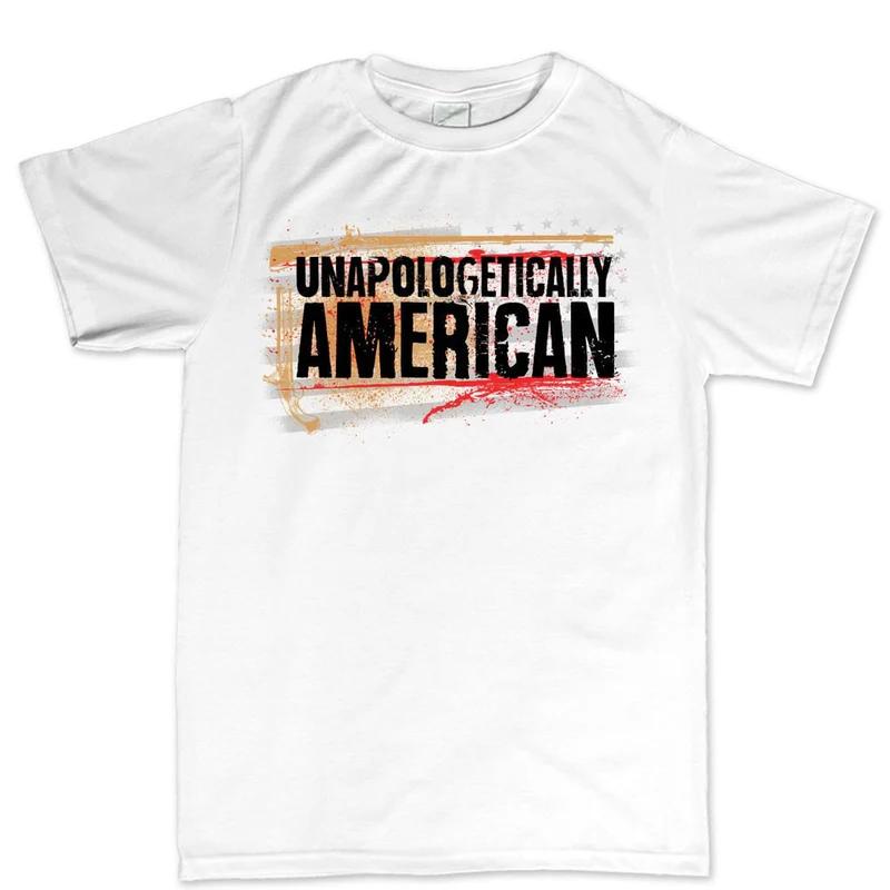 

White Cotton TShirt Unapologetically American Streetwear Athletic Fit Unisexs Gym Muscle S