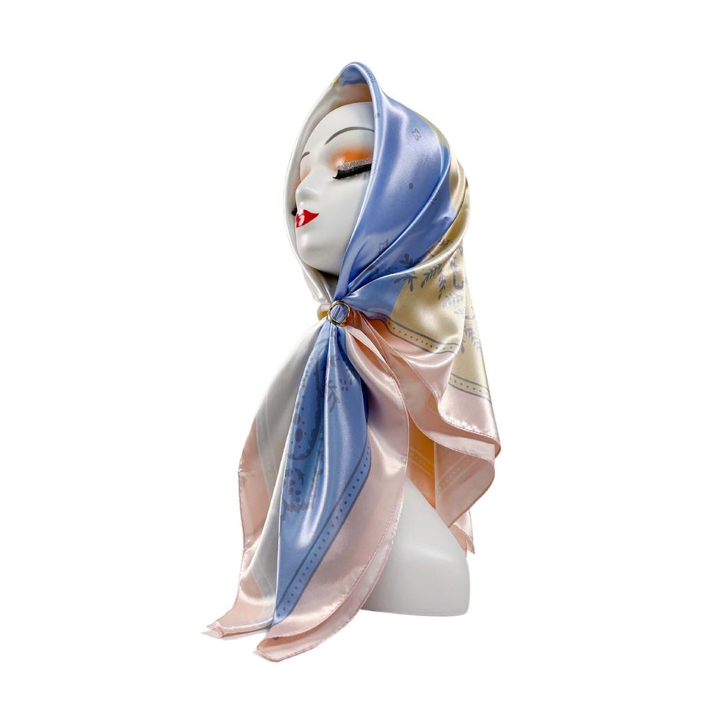 90cm Silk Scarf Women's Satin Large Square Scarf Silk Satin Shawl Cashew Print Turban Scarf