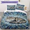 Cute kitten Pattern Bedding uilt Set uilt Cover Pillowcase Home Decoration Birthday Gift (1 * duvet cover + 2 * pillowcase  without core)