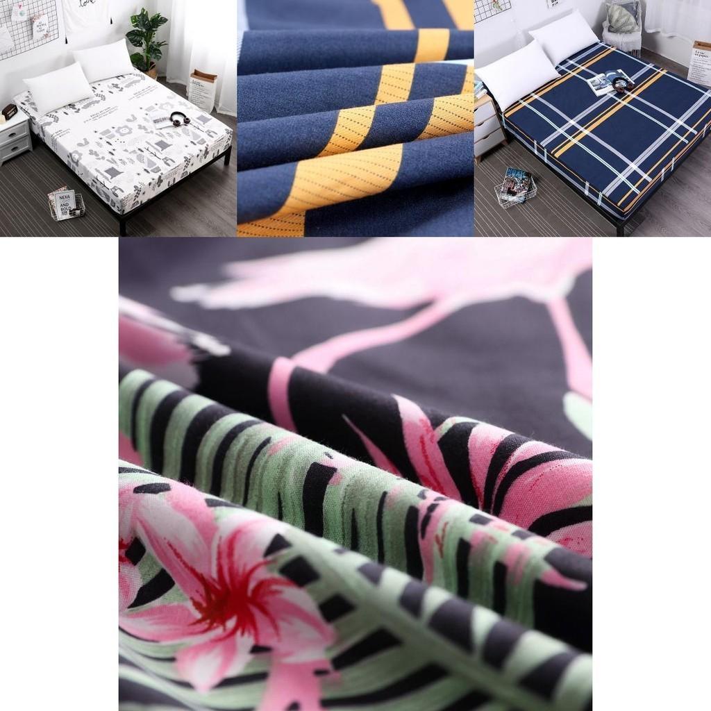 Vintage Floral Stripes Printed Mattress Cover Dustproof And Comfortable Fitted Sheet