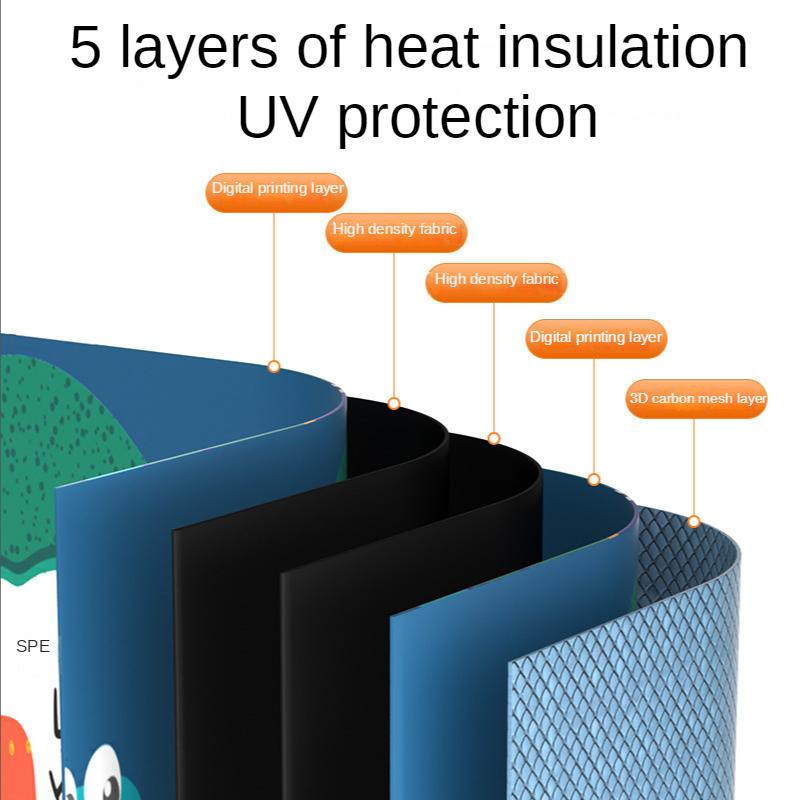 1PC Double-layer Magnetic Car Side Window Sunshade Sunscreen Heat Insulation  Curtains Cartoon Pattern Blinds Cover Sun Shade