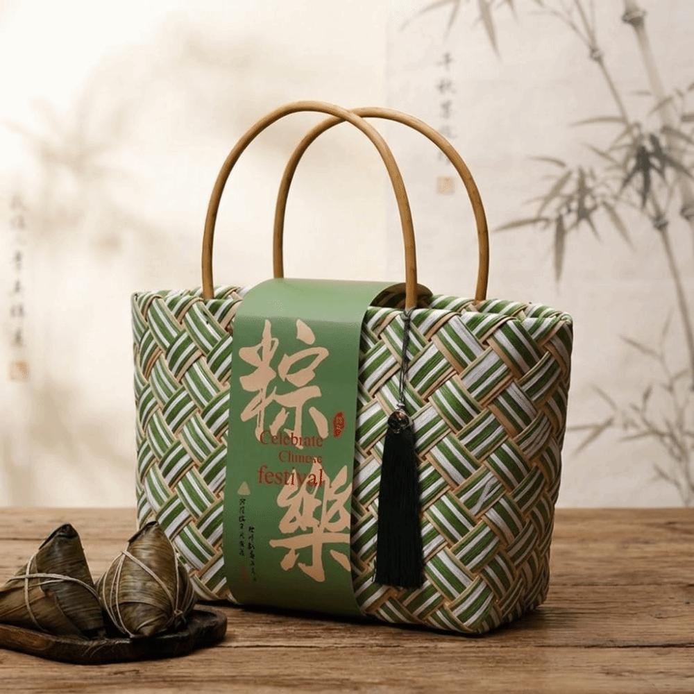 Bamboo Zongzi Packaging Box Chinese Style Eco-friendly Gift Packaging Handbag Handheld Shopping Bag Mid Autumn Festival