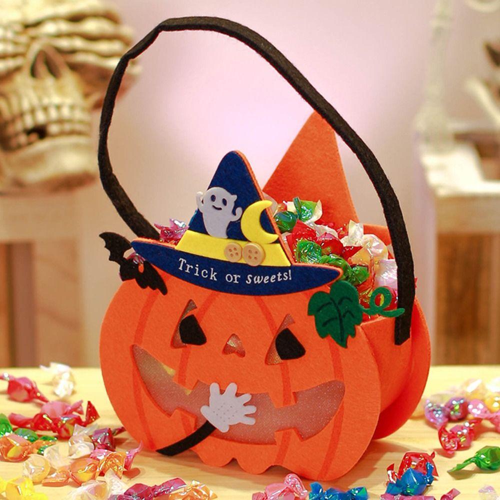 Gifts Pouch Halloween Wool Felt Bag Non-woven Pumpkin Candy Bucket Creative   Party