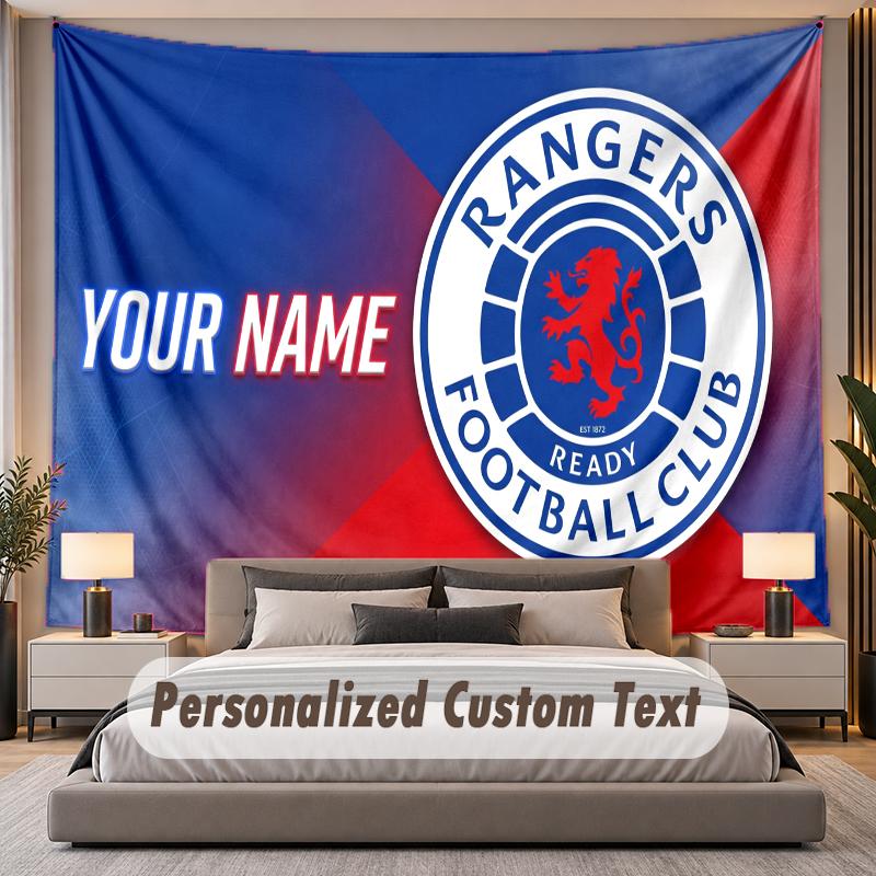 Custom Name Text Tapestry Rangers FC Personalized Polyester Wall Tapestry For Bedroom And Room