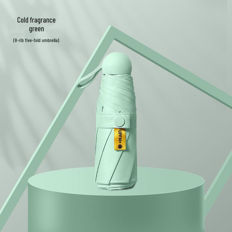 Kompakter UV-Schutz Faltbarer Regenschirm mit Schwarzer Fütterung