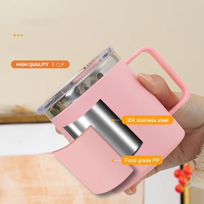 304 Stainless Steel Coffee Cup Mug 650ml Double Layer Anti Scalding Insulated Water Bottle With Lid Milk Cup Tea Cup With Handle