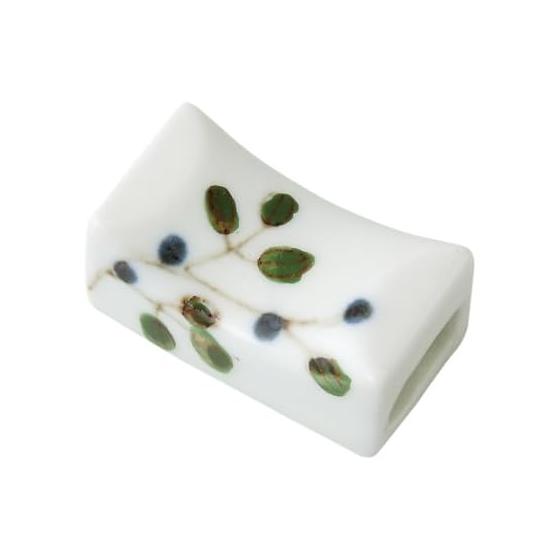 Hasami Ware Chopstick Rest, Flower Pattern, Blue