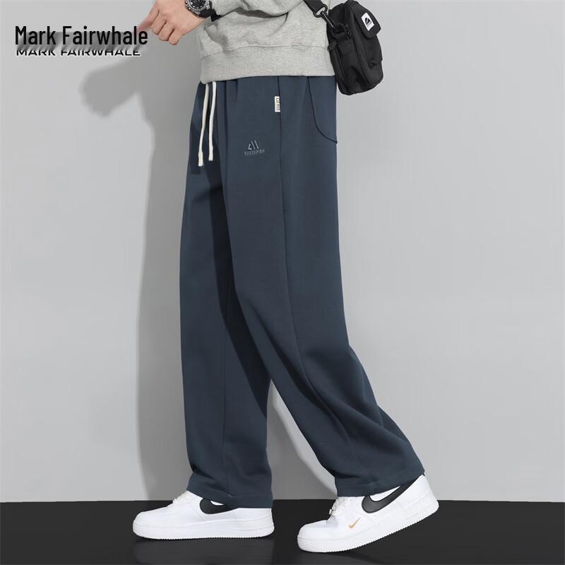 MARK FAIRWHALE Men's Loose Fit Straight-Leg Casual Sporty Trousers