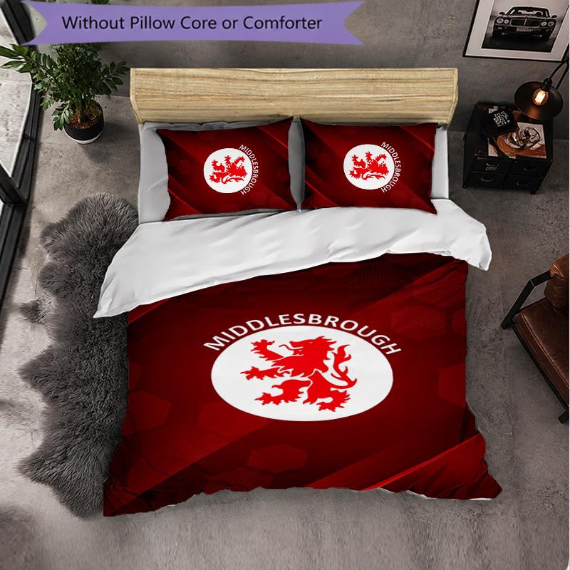Biancheria da letto a tema Middlesbrough Set 3 pezzi Copripiumino Biancheria da letto decorativa per camera da letto di adolescenti Decorazione per la casa