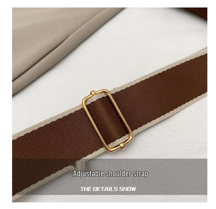 Korean Style Women's Wide Strap Crossbody Saddle Bag - Retro Chic