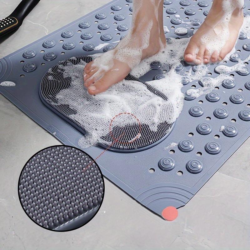 Non-Slip PVC Bath Mat with Massage Buttons - Light Blue & Multi-Color Polka Dot Pattern, Rectangular Shower and Bathroom Safety Mat, Bath Accessories