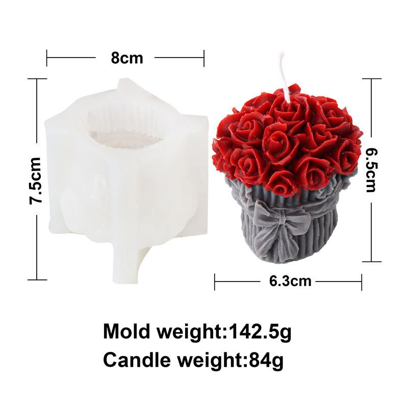 

3D Lily bouquet candle silicone mold bow bouquet cake chocolate silicone mold rose bouquet resin silicone mold home decoration