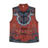 2025 Spring Ethnic Sleeveless Embroidered Cardigan Vest with Frog Buttons and Stand Collar for Women