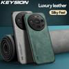 KEYSION Luxury Retro PU Leather Case for Huawei Mate 80 Pro Soft Silicone+PC Shockproof Phone Back Cover for Huawei Mate 80 Pro