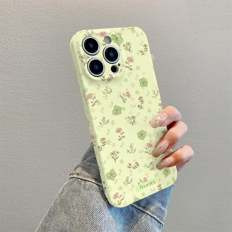 Creative Green Floral Cartoon Phone Case for iPhone 17 Pro Max with Protective Film