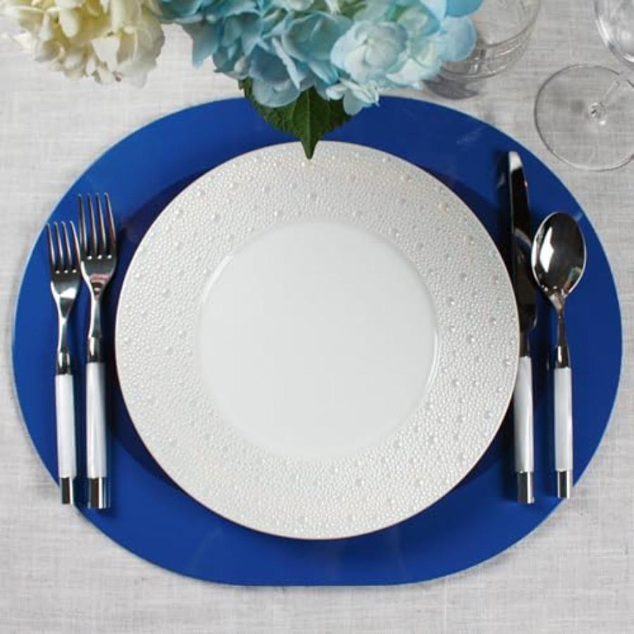 

Lacquered Wood Placemats Set of 2 - Handcrafted Artisanal Two-Tone Oval Design Table Mats - Luxury Gift for Easter Spring Summe синий