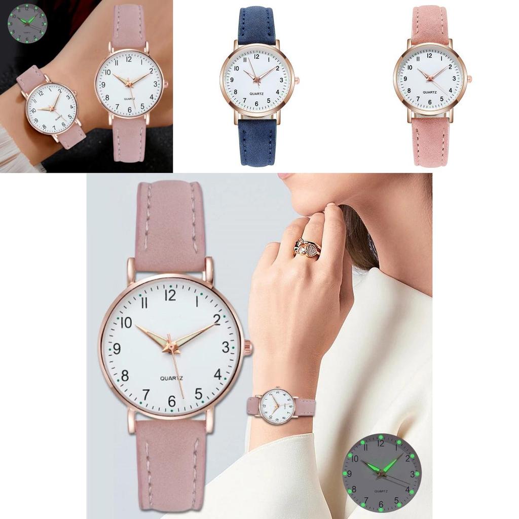 Montre à Quartz Minimaliste Unisexe Élégante Veilleuse Montre-bracelet Décontractée en Cuir Mat Montre à Quartz pour Dames