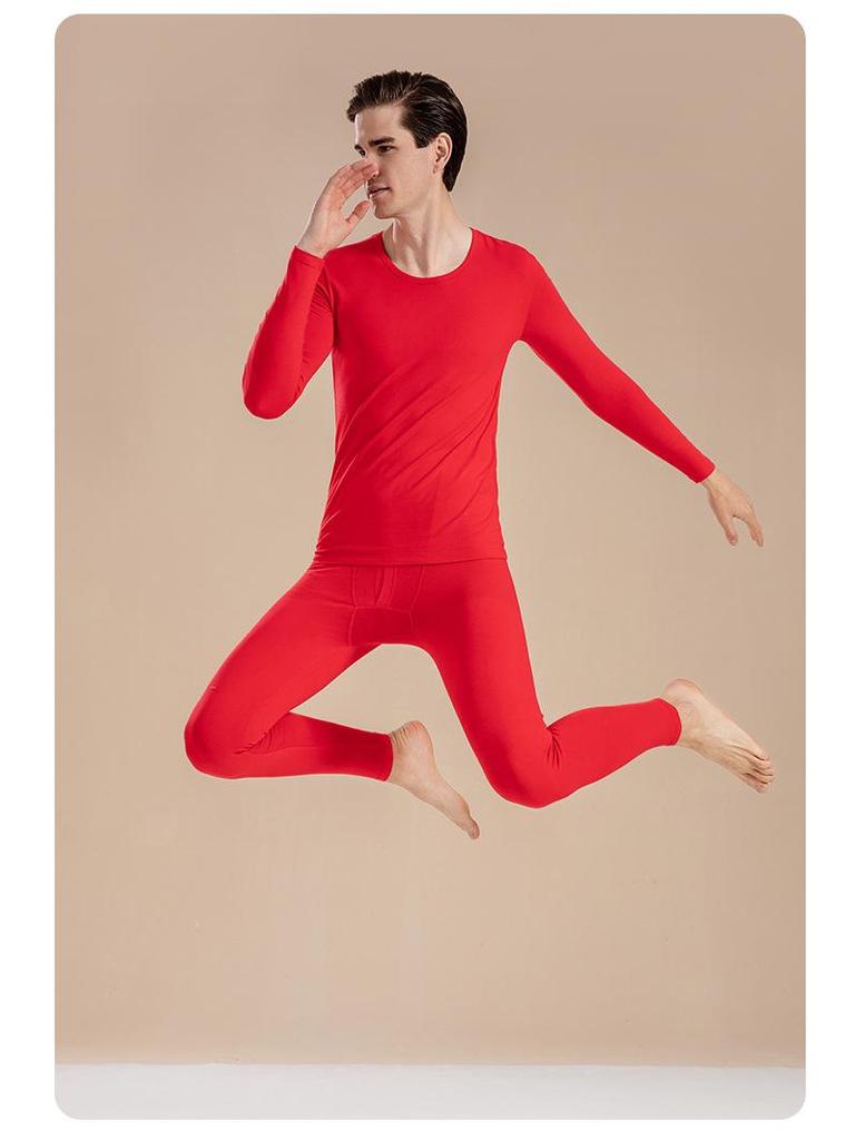 Men's Autumn Pure Cotton Thermal Set: Long Johns & Base Layer Shirt