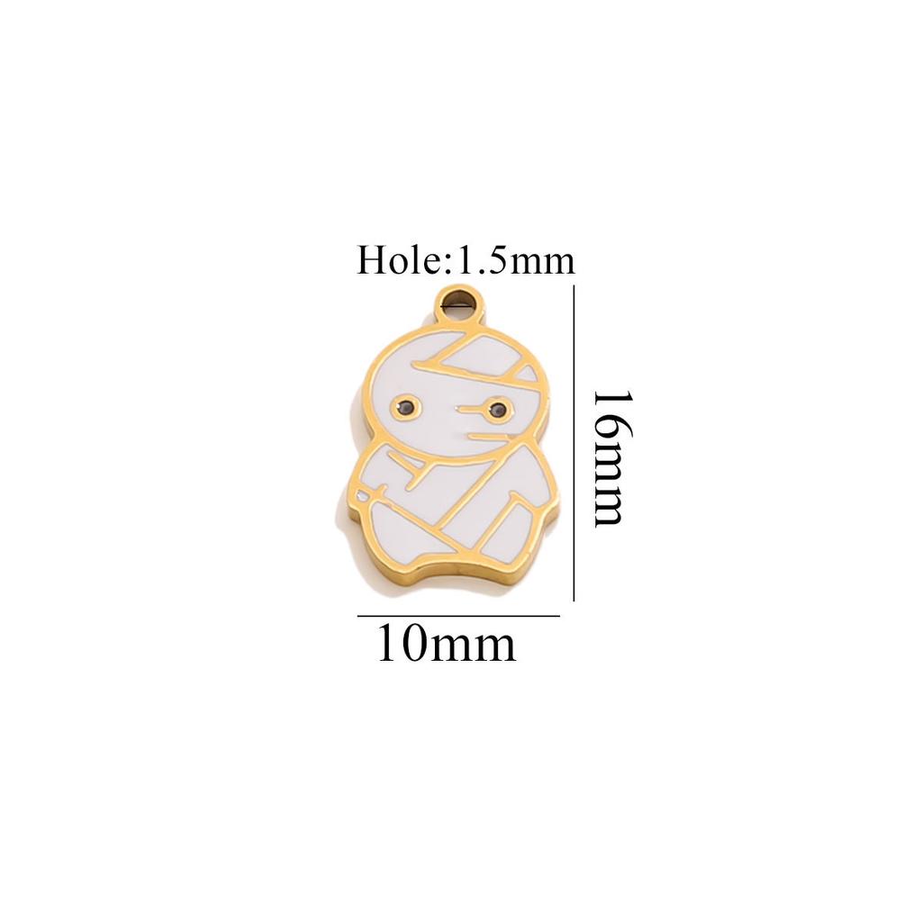 Yori 5Pcs Halloween Pumpkin Lantern Little Ghost Funny Cartoon Cute Pendant DIY Stainless Steel Accessories Jewelry Pendant