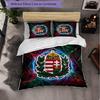 Hungary Football Pattern 3 Pieces Bedding Set Soft Microfiber Duvet Cover with Pillow Cases for Bedroom