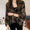 Früher Herbst Damen vielseitiges lockeres BF kariertes Hemd Damen langärmeliges Oberteil im Hongkong-Stil koreanische Version Hemdjacke