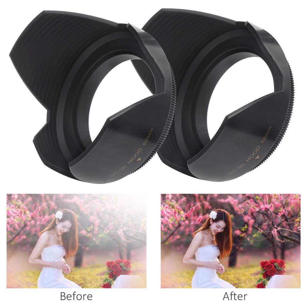 2pcs Plastic Flower Lens Hood Petal Shape Screw Mount for 62mm Filter Aperture Lens