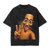 Vintage Washed Tshirt Funny Brainrot Outer Space Meme Tung Sahur John Pork Selfie Tshirts Fashion Tee Shirt Male Summer Tops