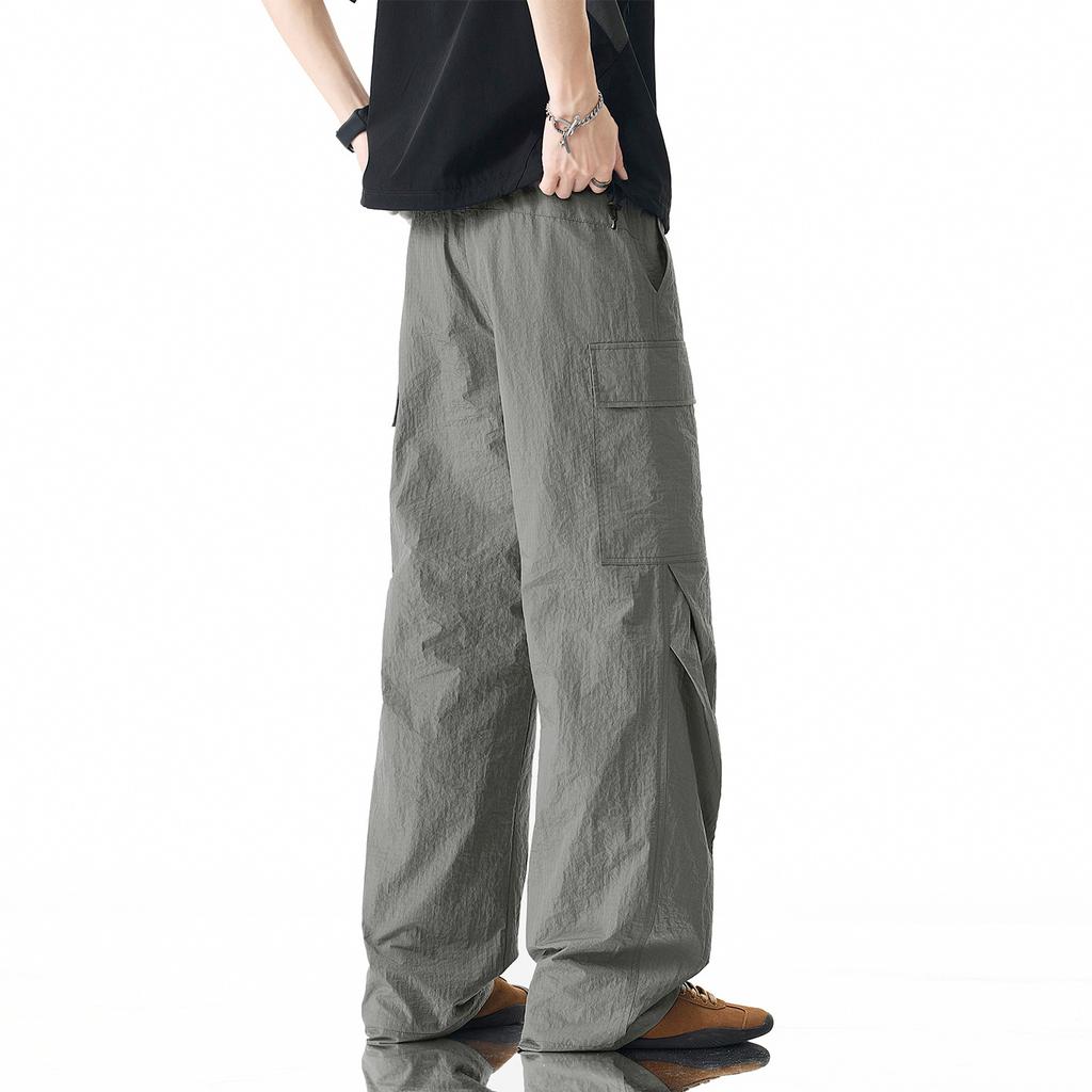American outdoor functional wind ice silk cool overalls thin men's summer new loose straight casual trousers
