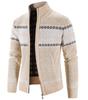 Stylish Men's Zip-Up Sweaters Warm Thick Knitwear with Color Blocking and Casual Design for Autumn and Winter