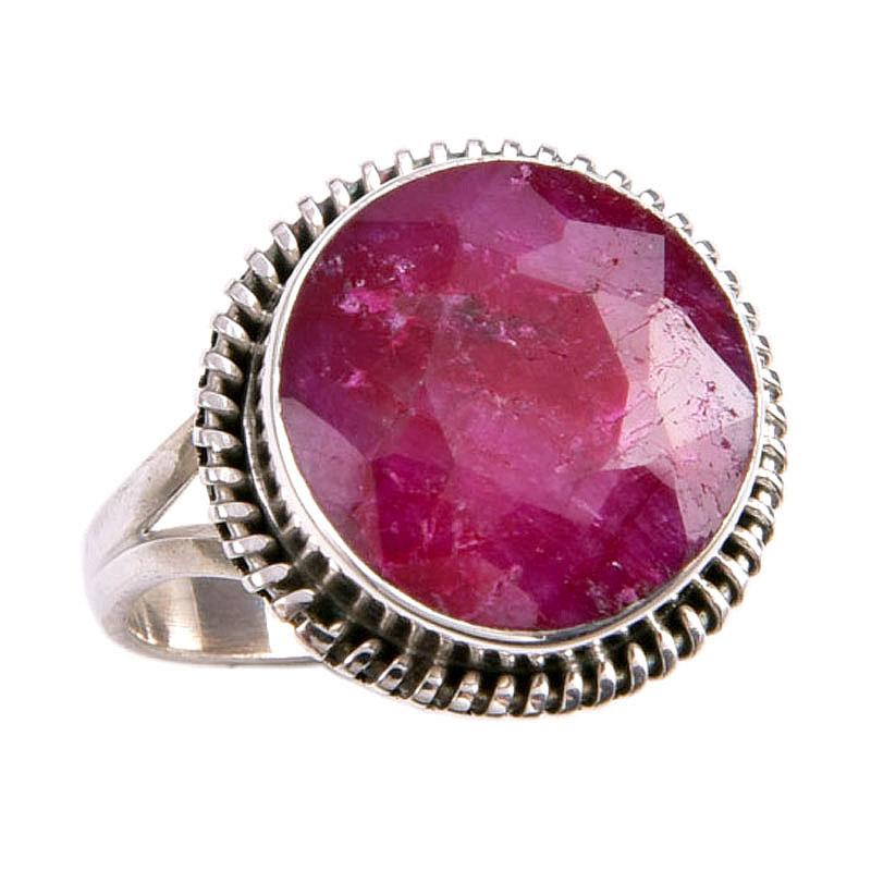 Red Ruby(Simulated) Gemstone Handmade 925 Sterling Silver Gift Ring S.7.5 w2S57