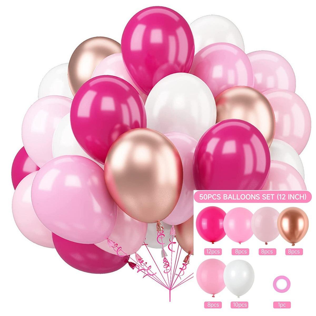 

Inflatable Toys Colorful Sequin Balloon Chain Package Scene Decoration Balloons Birthday Party Decoration Balloons 50pcs рожевий