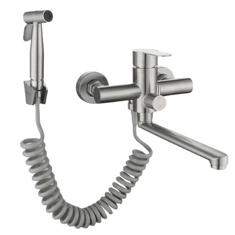 Brushed 304 Stainless Steel Wall-Mounted Kitchen Faucet