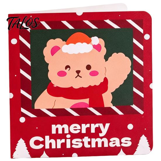 Xmas Message Cards 10Pcs Merry Christmas Greeting Set, Folding Cartoon Blank Note Cards, Festive Blessing for Holiday Gift