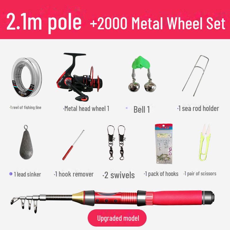 New Mini Telescopic Sea Fishing Rod Set – Portable Lure & Casting Rod with Water Drop Wheel