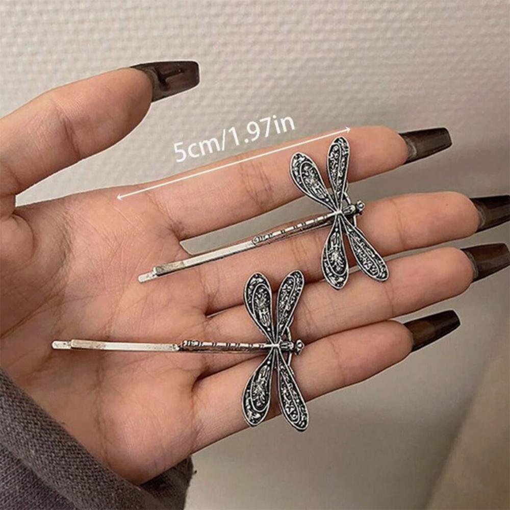 

2Pcs/Set Fashion Vintage Dragonfly Barrettes Hairpin Hair Clips For Women Girls Headwear Bangs Side Hair Accessories