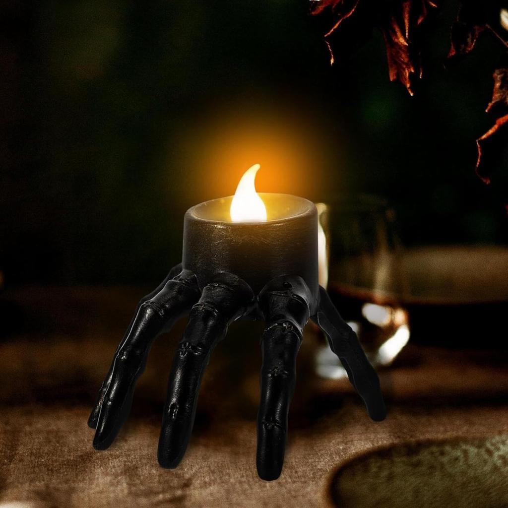 Halloween Tea Light Candles Skeleton Hand Flameless LED Candles 8.5cm/3.3inch Flameless Tea Lights Candle Lamp For Halloween