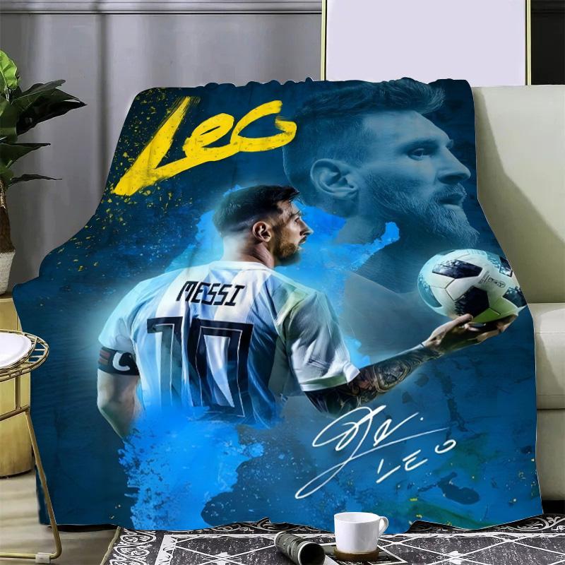 Football Star Printed Picnic Blankets R-ronaldo M-Messis Warm Blanket Soft and Comfortable Blanket Home Travel Birthday Gift