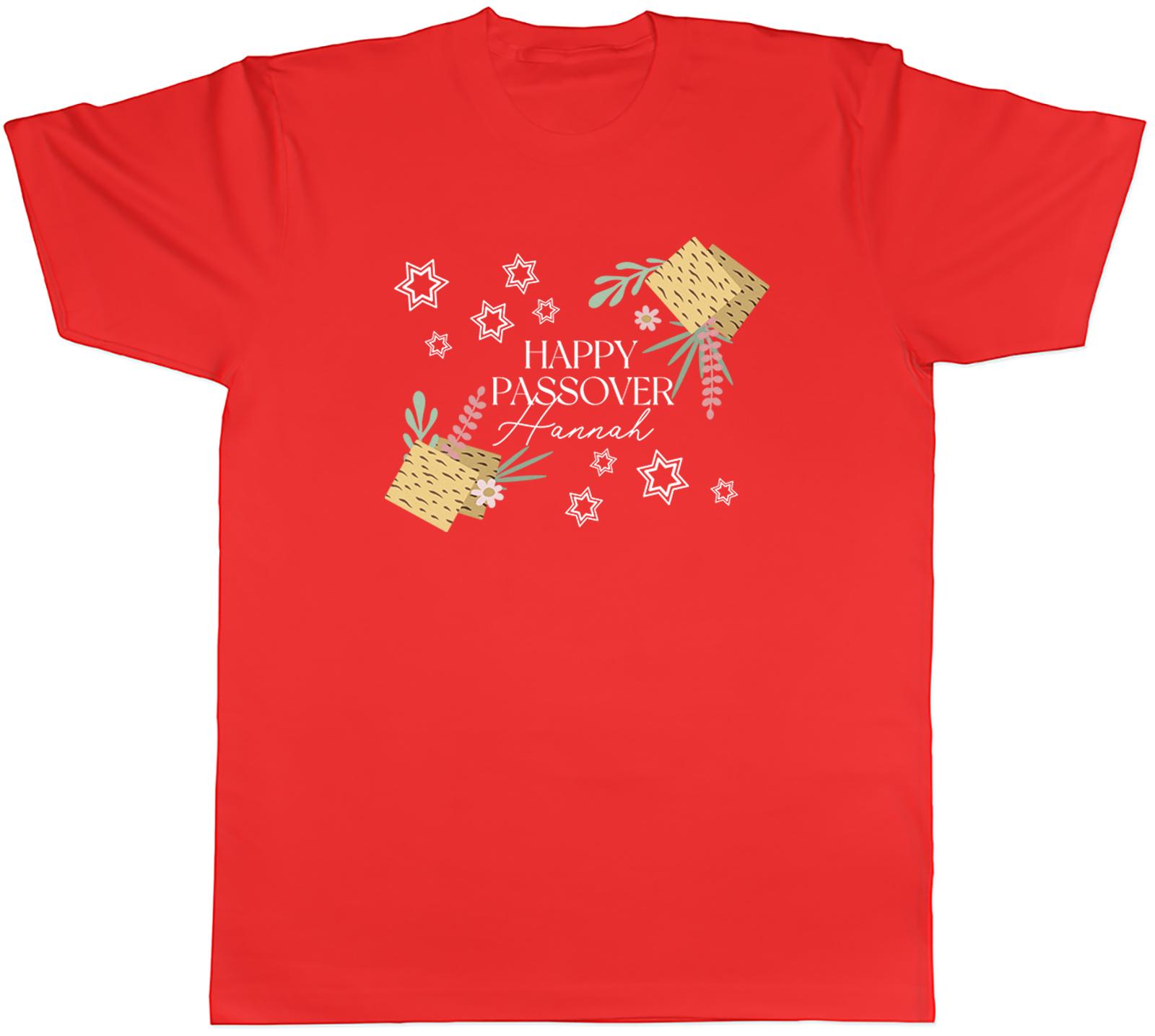 Personalised Happy Passover Flower Crackers Pink Unisexs TShirt Tee Gift Top S
