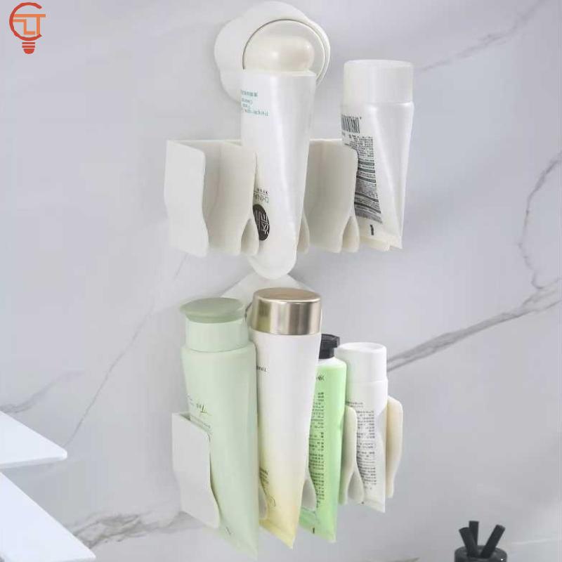 

Suction Cup Storage Rack Wall Mounted Makeup Organizer Multiple Compartments Box for Cosmetics Sorting Bathroom Use onesize