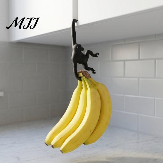 Fun Banana Stand Monkey Hook, 3D Printed under Cabinet Kitchen Hanger Storage Funny Preservation Tool Design Holder Hook for Bananas, Keys,