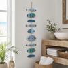 Fish Wall Hanging Sign Coastal Decors, Painted Wood Accent Sculpture with Distressed Finish for Bedroom Entryway Living Room