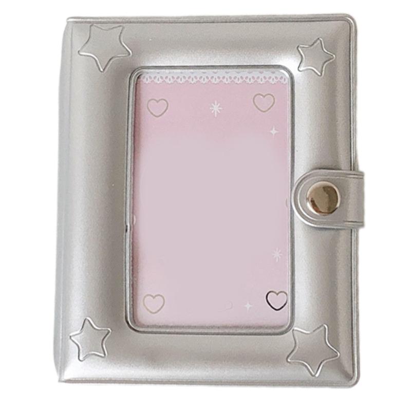 

Star Pattern PVC Photo Album For 3.58x2.6inch Card Pictures Holder With minimalists Aesthetic And Portability Single Grid серебряный
