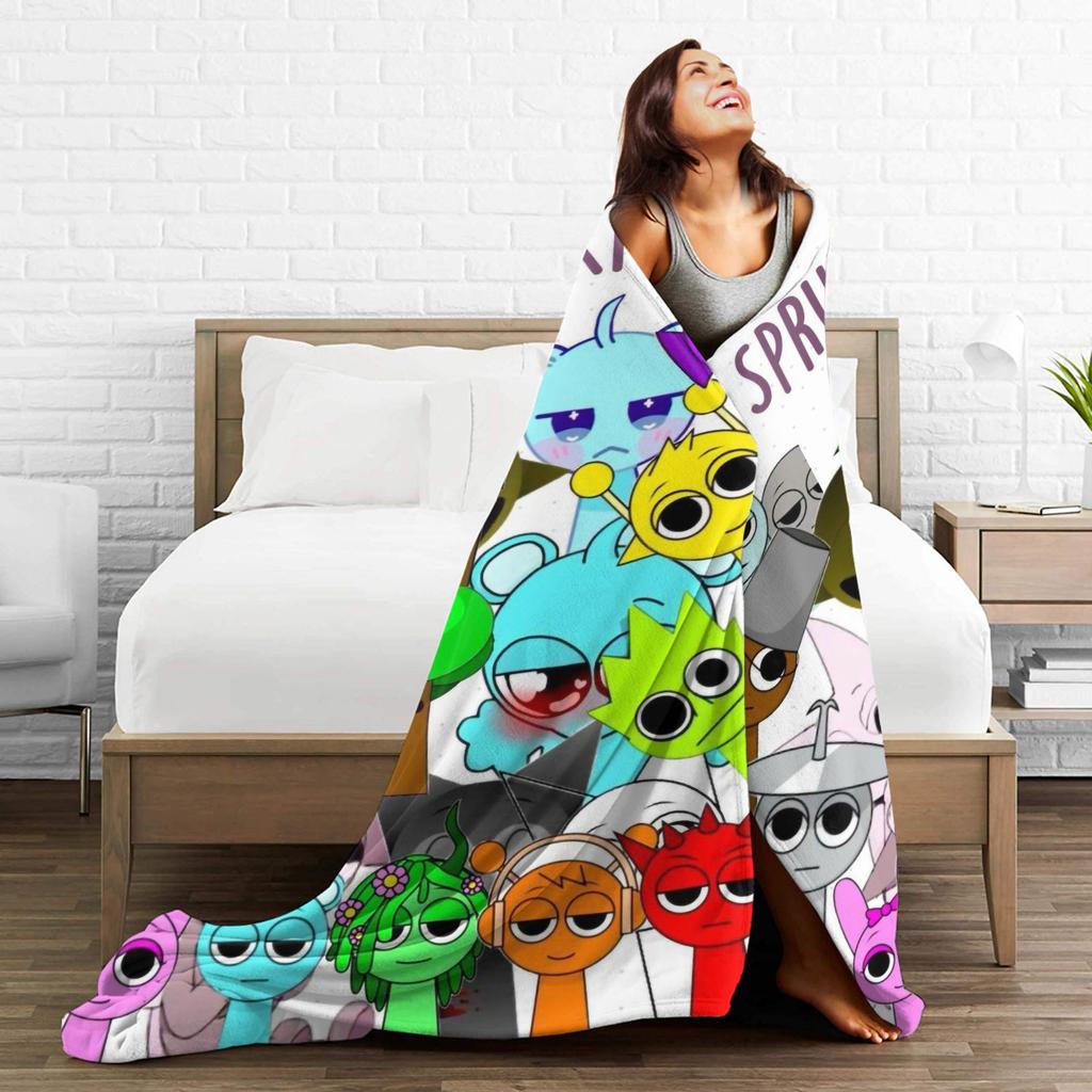 Incrediboxs Sprunkis Blankets Velvet Printed   Multifunction Lightweight Throw Blanket for Sofa Office Quilt