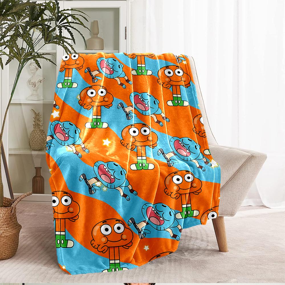 The Amazing World of Gumball Theme Printed Blanket - Perfect for Couch, Bed, Travel & Outdoor Use | Machine Washable, Cozy & Durable.